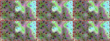 El çizimi. Güzel kumaş deseni. Raster illüstrasyonu. Çiçekler, dallar, otlar ve çiçekler.