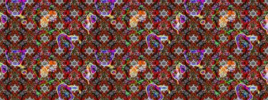 Çiçek desenli çizim. Raster illüstrasyonu. Asya tekstil tarzında. Gri ve kahverengi renkli çiçekler. Renkli Bahar Teması eskiz kalıbı. Düz Çiçek Elementleri Tasarımı.