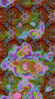 Robot resim. Motley illüstrasyonu. Küçük çiçekte güzel bir desen. Çiçekli bahar çiçekleri. Moda baskıları için zarif bir şablon. Küçük renkli çiçekler..