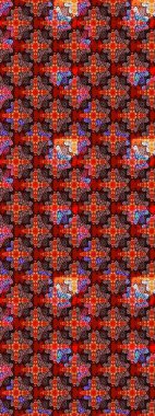 Kırmızı ve kahverengi renkte etnik çiçeklerle süslenmiş zarif bir eskiz şekli. Raster Çiçek İllüstrasyonu güzel tekstil..