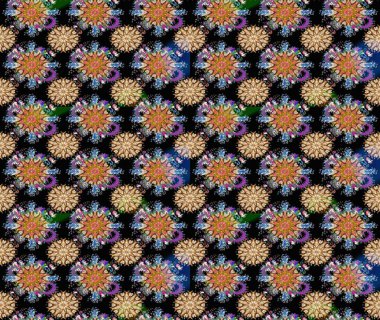 Raster illüstrasyonu. Çizim kalıbı. Organik motif arka planı. Ultraviyole kumaş deseni.