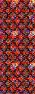 Kırmızı ve kahverengi renkte etnik çiçeklerle süslenmiş zarif bir eskiz şekli. Raster Çiçek İllüstrasyonu güzel tekstil..