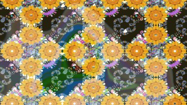 Güzel kumaş deseni. Raster illüstrasyonu. Bahar çiçekli güzel bir çiçek deseni..