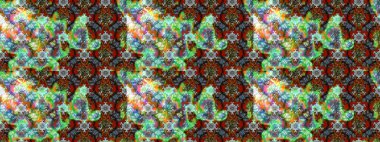 Çiçek desenli çizim. Raster illüstrasyonu. Asya tekstil tarzında. Yeşil ve nötr renklerde çiçekler. Renkli Bahar Teması eskiz kalıbı. Düz Çiçek Elementleri Tasarımı.