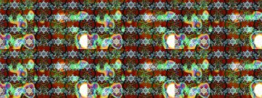 Çiçek ve yapraklı karalama şeklinde Raster çiçek deseni. Kahverengi ve yeşil renklerde bahar çiçekleri. Raster illüstrasyonu.