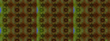 Kahverengi ve yeşil, zarif küçük çiçekler ve kahverengi ve yeşil renkli komik böcekler, raster desen, illüstrasyon.