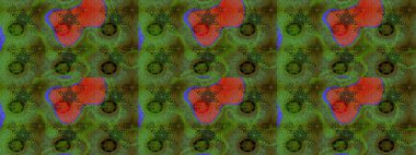 Çiçek ve yapraklı karalama şeklinde Raster çiçek deseni. Yumuşak, yeşil ve kahverengi renklerde bahar çiçekleri. Raster illüstrasyonu.