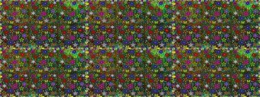 Kusursuz desen. Renkli süs kenarı. Hint süsü. Raster illüstrasyonu. Çiçek duvar kağıdı. Yeşil ve kahverengi renklerde.