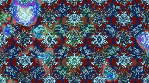 Düz Çiçek Elementleri Tasarımı. Çiçek desenli çizim. Güzel kumaş deseni. Asya tekstil tarzında. Renkli Bahar Teması eskiz kalıbı. Raster illüstrasyonu.