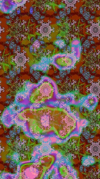 Robot resim. Motley illüstrasyonu. Küçük çiçekte güzel bir desen. Çiçekli bahar çiçekleri. Moda baskıları için zarif bir şablon. Küçük renkli çiçekler..