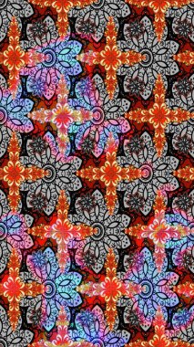 Gri ve siyah renkli çiçekler. Raster illüstrasyonunda çiçek deseni çizimi.