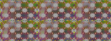 Kusursuz dekoratif arka plan, çiçek mandala. Raster illüstrasyonu. Gri ve kahverengi renklerde. Çiçek..