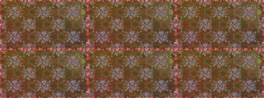 Kahverengi ve bej renklerde bahar çiçekleri. Raster illüstrasyonu. Yaprak ve çiçeklerin suluboya resmi, kahverengi ve bej renklerde pürüzsüz desen.