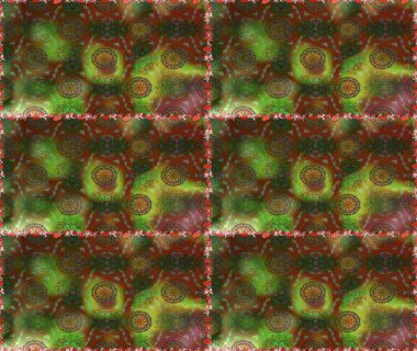 Renkli Yaz Temalı Kusursuz Arkaplan. Kahverengi ve yeşil renkli çiçekler. Düz Çiçek Elementleri Tasarımı. Raster illüstrasyonunda trendsiz çiçek deseni.