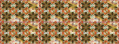 Kahverengi renklerde altın. Doğum günü kartı, davetiye ya da afiş için iyidir. Raster illüstrasyonu. Kusursuz ortaçağ çiçek deseni. Dekoratif simetri arabesk.