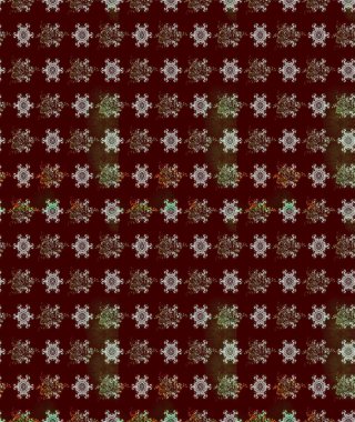 Raster illüstrasyonu. Asya tekstil tarzında. Raster illüstrasyonu. Çiçek desenli çizim. Kahverengi renkte çiçekler.