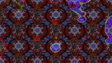 Düz Çiçek Elementleri Tasarımı. Sevimli çiçek raster deseni. Renkli Bahar Teması eskiz kalıbı. Kahverengi ve siyah renkte çiçekler.