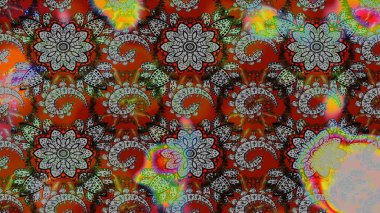 Küçük çiçekte hoş bir çiçek deseni var. Gri ve kahverengi renkli ve parlak çiçekli soyut çizim deseni. Çiçek elementli zarif raster dokusu..