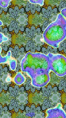 Yeşil renkli çiçekler. Raster illüstrasyonunda çiçek deseni çizimi.