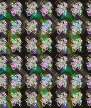 Kumaş desenli papatya çiçeği detayı. Yeşil renkte çiçekler.