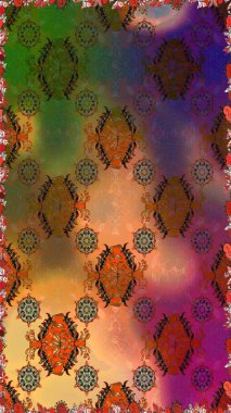 Doğa. Çiçek kolajı. - Kahverengi ve yeşil çiçekler. Çiçek kompozisyonu. Raster deseni. Çiçek arkaplan. Küçük çiçekte güzel desen var..