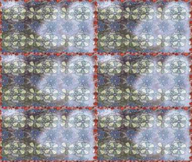 Raster Şirin kumaş deseni. Renkli Bahar Temalı Kusursuz Arkaplan. Düz Çiçek Elementleri Tasarımı. Kusursuz bağbozumu.