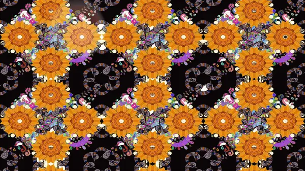 Küçük bir çiçekte eskiz deseni. Hoş bir çiçek geçmişi var. Raster illüstrasyonu. Güzel kumaş deseni.