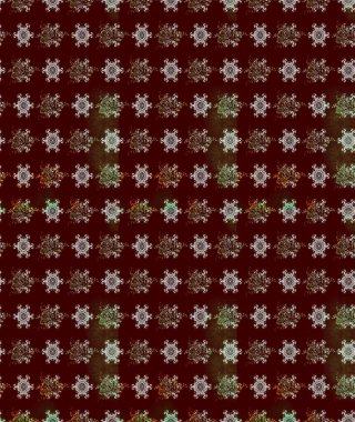 Raster illüstrasyonu. Asya tekstil tarzında. Raster illüstrasyonu. Çiçek desenli çizim. Kahverengi renkte çiçekler.