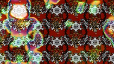 Çiçekler. Soyut etnik raster çizim kalıbı. Vadinin çiçekleri gri ve kahverengi renklerde.