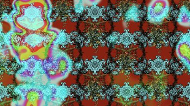 Raster Modaya uygun kumaş deseni. Mavi ve kahverengi renkli şirin çiçek deseni. Renkli Bahar Teması eskiz kalıbı. Düz Çiçek Elementleri Tasarımı.