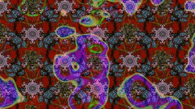 Çizim çiçek deseni duvar kâğıdı olarak kullanılabilir. Raster illüstrasyonu. Kahverengi ve kırmızı renkte çiçekler.