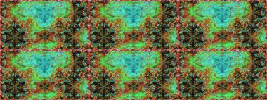 Doğu tarzı arabesk. Altın elementli yeşil renkler. Raster altın desen. Kusursuz altın desenli bukleler. Raster illüstrasyonu.