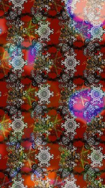 Renkli Bahar Teması eskiz kalıbı. Raster illüstrasyonu. Chichi 'nin kumaş kalıbını çiz. Düz Çiçek Elementleri Tasarımı. Çiçek deseni.