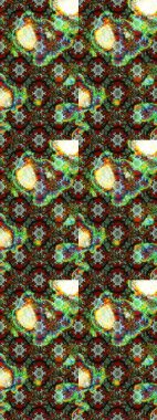 Raster illüstrasyonu. Çiçekli güzel suluboya desen. Yeşil, kahverengi ve siyah renklerde.