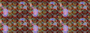 Küçük çiçekteki sevimli çiçek deseni. Gri ve kahverengi renkli çiçekler. Raster illüstrasyonu.