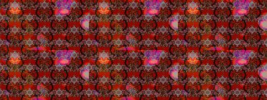 Raster illüstrasyonundaki çiçek desenli çizim. Kahverengi ve kırmızı renkte çiçekler.