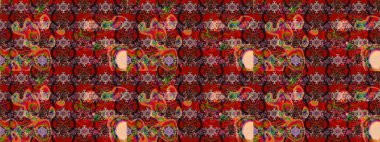 Raster illüstrasyonundaki çiçek desenli çizim. Kırmızı ve kahverengi renkte çiçekler.