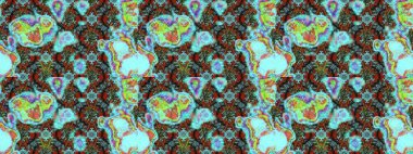 Şirin çiçek elementleri. Raster illüstrasyonu. Taslak desenli, modaya uygun kumaş deseni. Renkli Bahar Teması eskiz kalıbı. Düz Çiçek Elementleri Tasarımı.