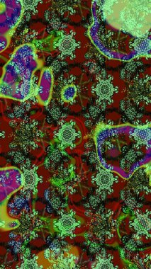 Çiçek izi. Suluboya çizim kalıbı. Çiçekler suluboya tarzında yeşil, kahverengi ve kırmızı renklerde.