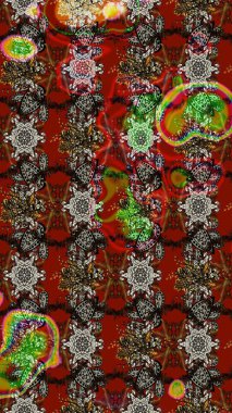 Renkli Bahar Teması eskiz kalıbı. Raster illüstrasyonundaki çiçek desenli çizim. Kahverengi ve kırmızı renkte çiçekler. Düz Çiçek Elementleri Tasarımı.