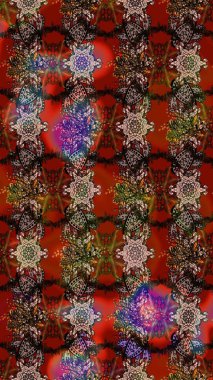 Kahverengi ve kırmızı renkte çiçekler. Çizim çiçek deseni duvar kâğıdı olarak kullanılabilir. Raster illüstrasyonu.