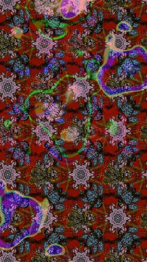 Çizim çiçek deseni duvar kağıdı, web sitesi arka planı, ambalaj kağıdı, davetiye, broşür, afiş veya web sitesi için kullanılabilir. El çizimi Raster çizimi. Parlak elementlerin.