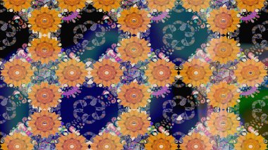 Elle boyanmış suluboya resim çizimleri, çiçekler ve bitkiler. Mavi renkte çiçekler.