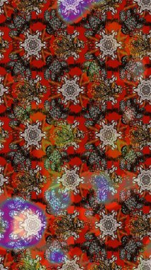 Renkli Yaz Temalı eskiz kalıbı. Güzel kumaş deseni. Raster Illustrasyon 'daki Çiçek Deseni' nin son moda çizimi. Düz Çiçek Elementleri Tasarımı.