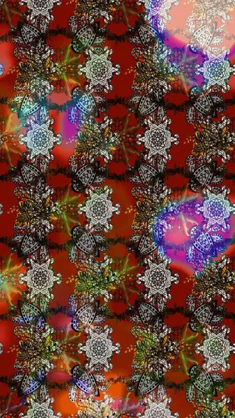 Renkli Bahar Teması eskiz kalıbı. Raster illüstrasyonu. Chichi 'nin kumaş kalıbını çiz. Düz Çiçek Elementleri Tasarımı. Çiçek deseni.