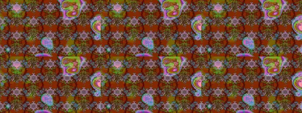 Kahverengi ve yeşil renkte güzel çiçekler, suluboya desenli, duvar kağıdı, kart veya kumaş için fayanslı eskizler. Raster..