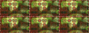 Kahverengi ve yeşil renkli çiçekler. Çiçeksiz desenli arka plan, yaz çiçekleri. Düz Çiçek Elementleri Tasarımı. Renkli Bahar Teması Kusursuz Arkaplan.