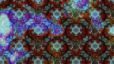 Karalama çiçekleri çizim kalıbı. Raster deseni. Sanat, esinlenerek ve kahverengi tarzda çiçekler bırakır. Mavi ve kahverengi el çizimi desen.