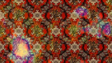 Kahverengi ve kırmızı renkte çiçekler. Raster illüstrasyonu. Küçük çiçekte sevimli çiçek deseni var..