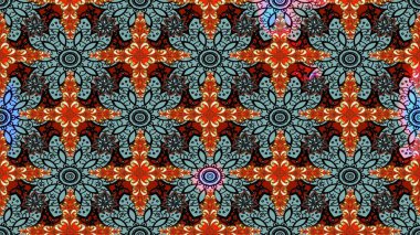 Raster illüstrasyonu. Mavi ve siyah renkte mavi ve siyah papatya deseni. Mavi ve siyah renklerde.